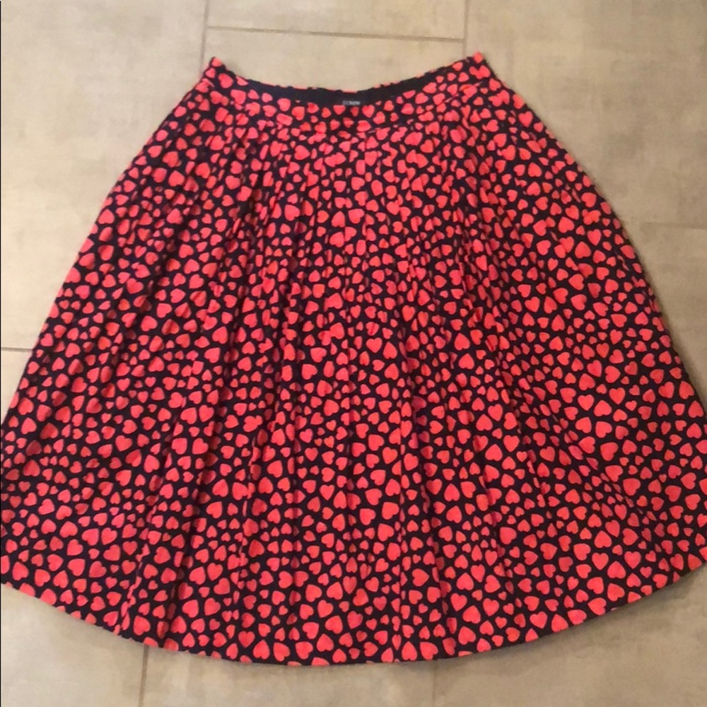 J Crew heart skirt + pockets